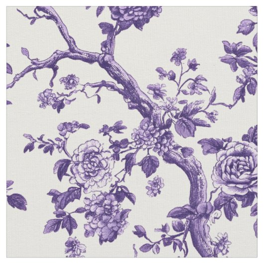 パープルの花の枝のリピート ファブリック (クローズアップ)