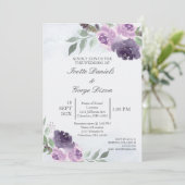パープルの花の結婚式招待状 招待状 (スタンド正面)