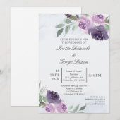パープルの花の結婚式招待状 招待状 (正面/裏面)
