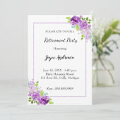 パープルの花の退職パーティー招待状 招待状 (スタンド正面)