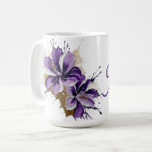 パープルの花の飛沫 コーヒーマグカップ (正面左)