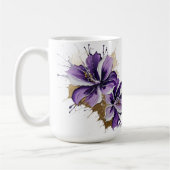 パープルの花の飛沫 コーヒーマグカップ (左)