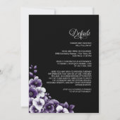 パープルの花をあしらったオールインワンの結婚式 招待状 (裏面)