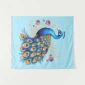 パープルの花を飾った孔雀 タペストリー (正面(横))