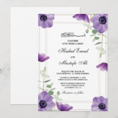 パープルの花柄のムスリムの結婚式の招待状 招待状 (正面/裏面)