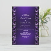 パープルの花柄の結婚式招待状 招待状 (スタンド正面)