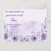 パープルの花柄の Save the Date ポストカード (裏面)