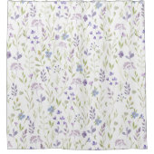 パープルの花柄シャワーカーテン シャワーカーテン (正面)
