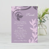 パープルの花柄水玉 招待状 (スタンド正面)