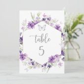 パープルの花模様のシルバーバタフライ テーブルナンバー (スタンド正面)