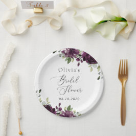 パープルの花、プラムの花、ボヘミア、ブライズシャワー ペーパープレート