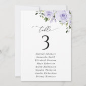 パープルの花、ライラックの花、着席チャートカード (裏面)