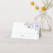 パープルの花、ライラックの花、花嫁衣装 プレイスカード (正面)