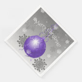 パープルの華やかなクリスマスオーナメントペーパーナプキン (コーナー)