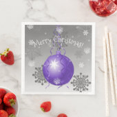 パープルの華やかなクリスマスオーナメントペーパーナプキン (インサイチュ)