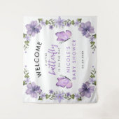 パープルの蝶のベビーシャワー タペストリー (正面)