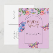 パープルの蝶 ブライダルシャワーの招待状 ポストカード (正面/裏面)