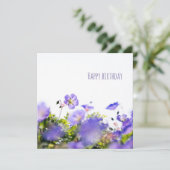 パープルの野の花のハッピーバースデーカード カード (スタンド正面)
