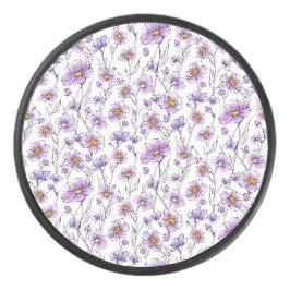パープルの野の花の植物学的なパターン・デザイン アイスホッケーパック
