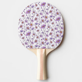 パープルの野の花の植物学的なパターン・デザイン 卓球ラケット