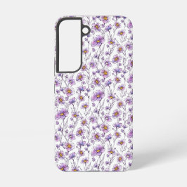 パープルの野の花の植物学的なパターン・デザイン SAMSUNG GALAXY S22ケース