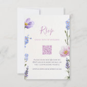パープルの野の花の結婚式RSVPカード 出欠カード (正面)