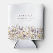 パープルの野生の花の縁飾り ブライダルシャワー カスタム 缶クーラー (正面)