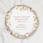 パープルの野生の花 ブライダルシャワーのカスタム感謝メッセージ フェイバータグ (裏面)