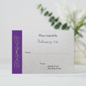 パープルの銀の渦(色を変更) ウェディングRSVP 招待状 (スタンド正面)