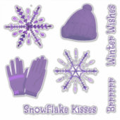 パープルの雪の結晶とスウェーター シール (正面)