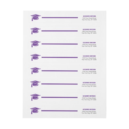 パープルはっきりしたキャップ卒業ラップラのまわりにベル ラップアラウンドラベル (シート)