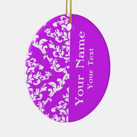 パープルはっきりしたダマスクEmporiomoffaの名前 セラミックオーナメント (右)