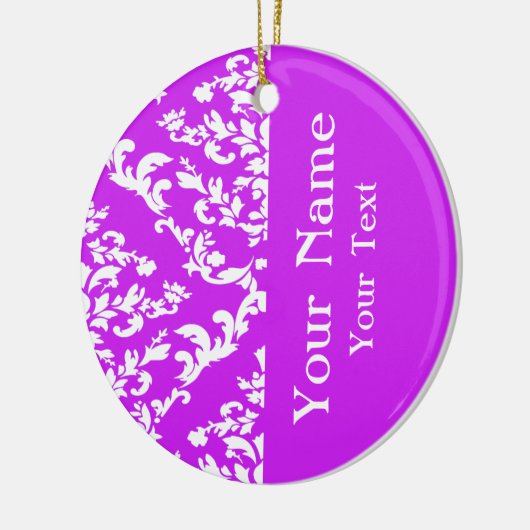 パープルはっきりしたダマスクEmporiomoffaの名前 セラミックオーナメント (左)