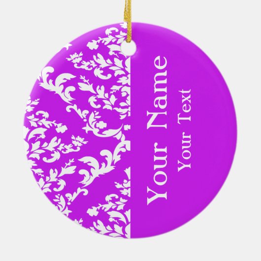パープルはっきりしたダマスクEmporiomoffaの名前 セラミックオーナメント (裏面)
