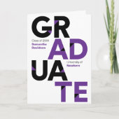 パープルはっきりしたビッグアングルカットレター卒業 招待状 (正面)