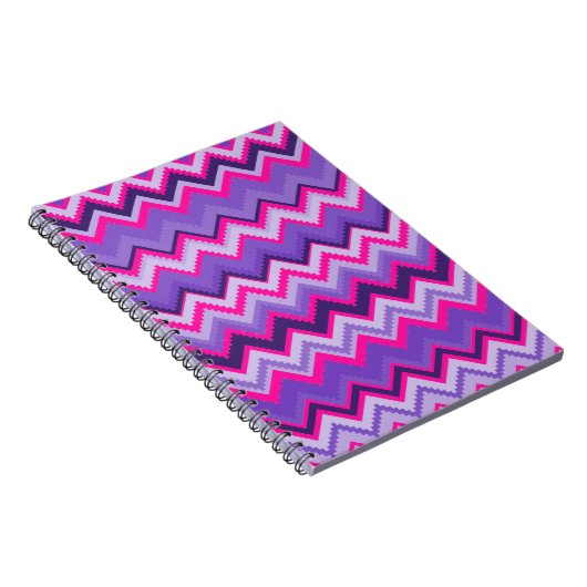パープルはっきりしたピンクトリバルシェブロンZig Zags ノートブック (右側)