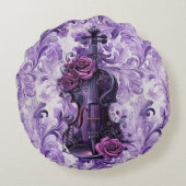 パープルはっきりしたフローラバイオリン円枕 ラウンドクッション (裏面)