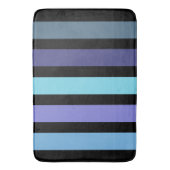 パープルはっきりしたブルーアクアブラックカラフルストライプ バスマット (正面縦)