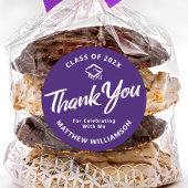 パープルはっきりした卒業式スクリプトキャップありモダン ラウンドシール