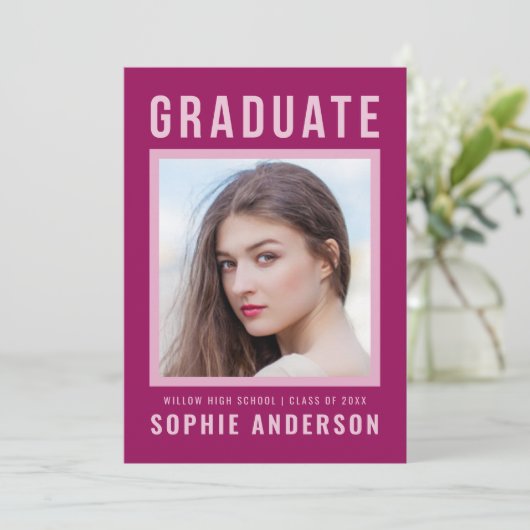 パープルはっきりした大学院の発表と卒業パーティー 招待状 (スタンド正面)