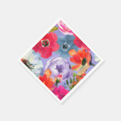 パープルはっきりした絵を描フローラシポップ・アートのックブライダルシャワー スタンダードカクテルナプキン (角)