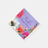 パープルはっきりした絵を描フローラシポップ・アートのックブライダルシャワー スタンダードカクテルナプキン (角)