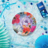 パープルはっきりした絵を描フローラシポップ・アートのックブライダルシャワー ペーパープレート (パーティー)