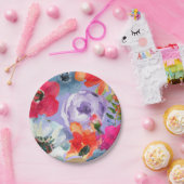 パープルはっきりした絵を描フローラシポップ・アートのックブライダルシャワー ペーパープレート (パーティー)