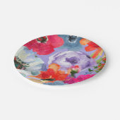 パープルはっきりした絵を描フローラシポップ・アートのックブライダルシャワー ペーパープレート (アングル)
