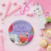 パープルはっきりした絵を描フローラシポップ・アートのックブライダルシャワー ペーパープレート (パーティー)