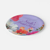 パープルはっきりした絵を描フローラシポップ・アートのックブライダルシャワー ペーパープレート (アングル)