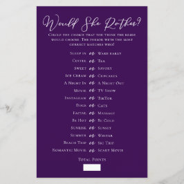 パープルは彼女はむしろブライダルシャワーゲーム