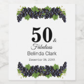 パープルぶどうの50歳誕生日 ワインラベル (シングルラベル)