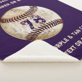 パープルまたはカラーズコージーシェルパ野球ブランケット シェルパブランケット (3/4)